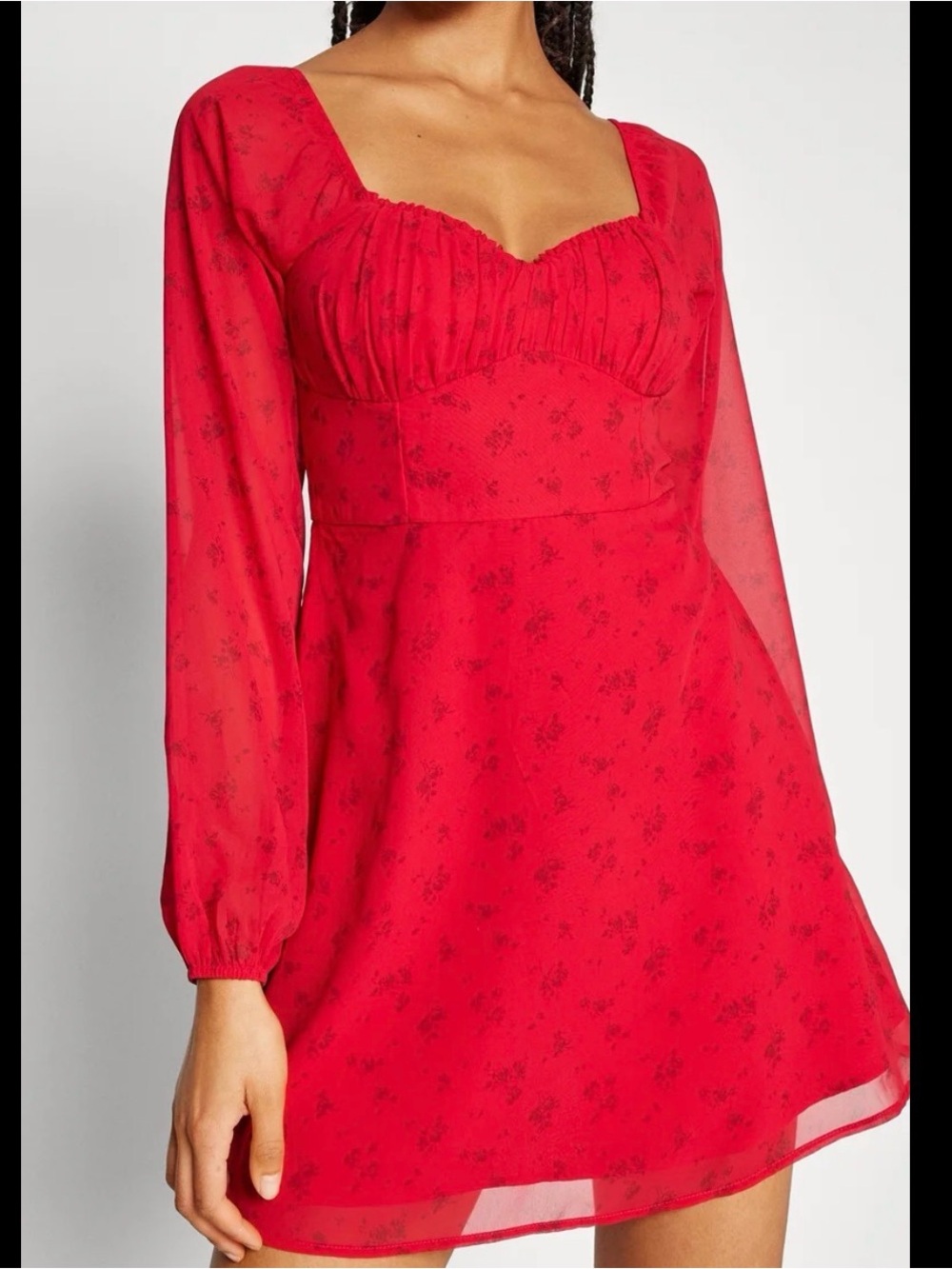 Hollister long sleeve red mini dress